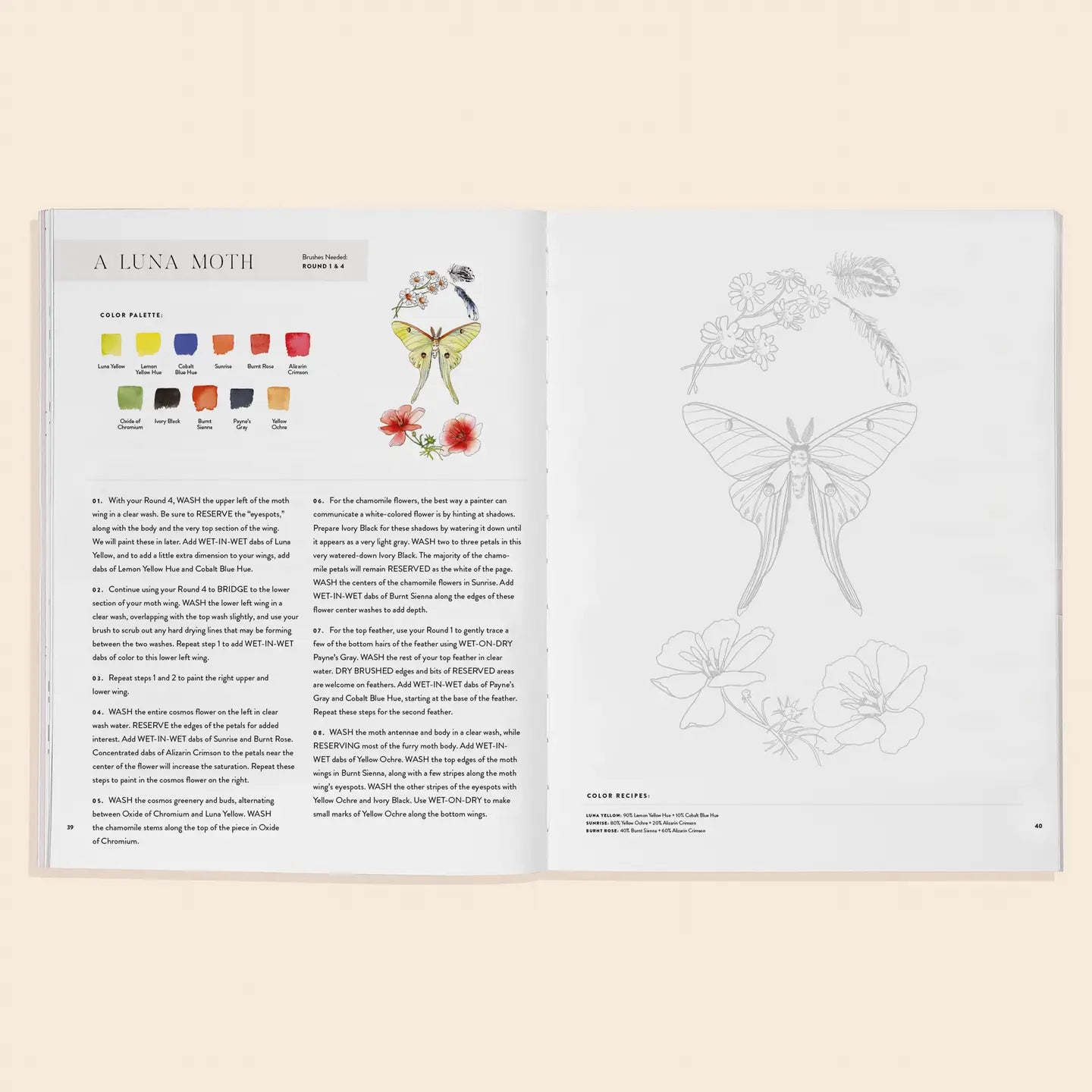 Watercolor Workbook: Flowers, Feathers, & Animal Friends