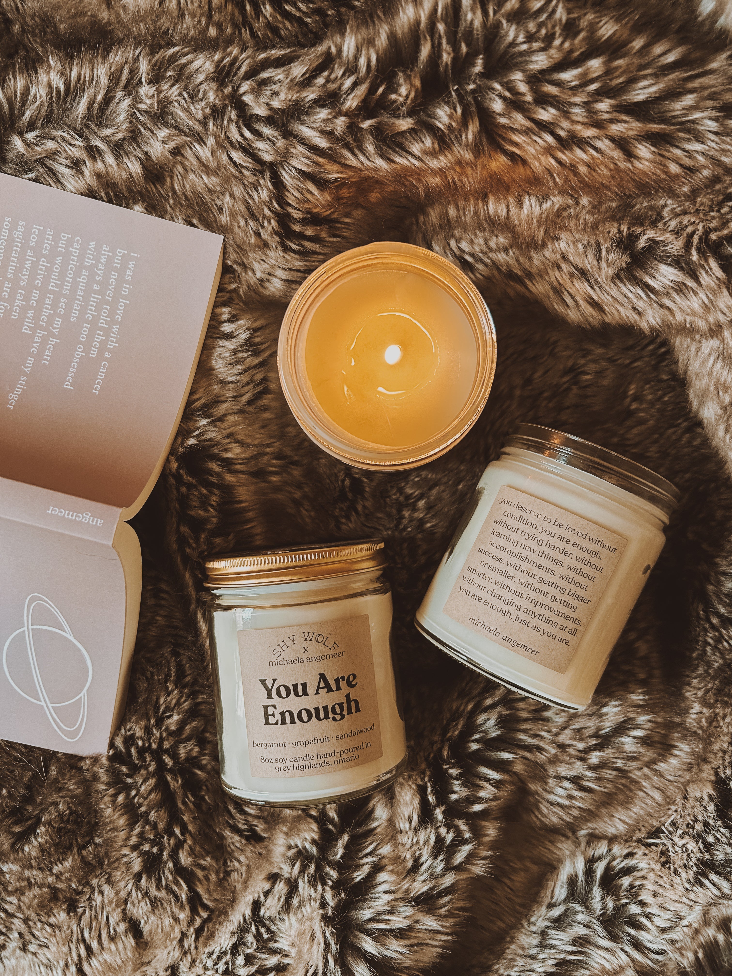 You Are Enough Candle + Book